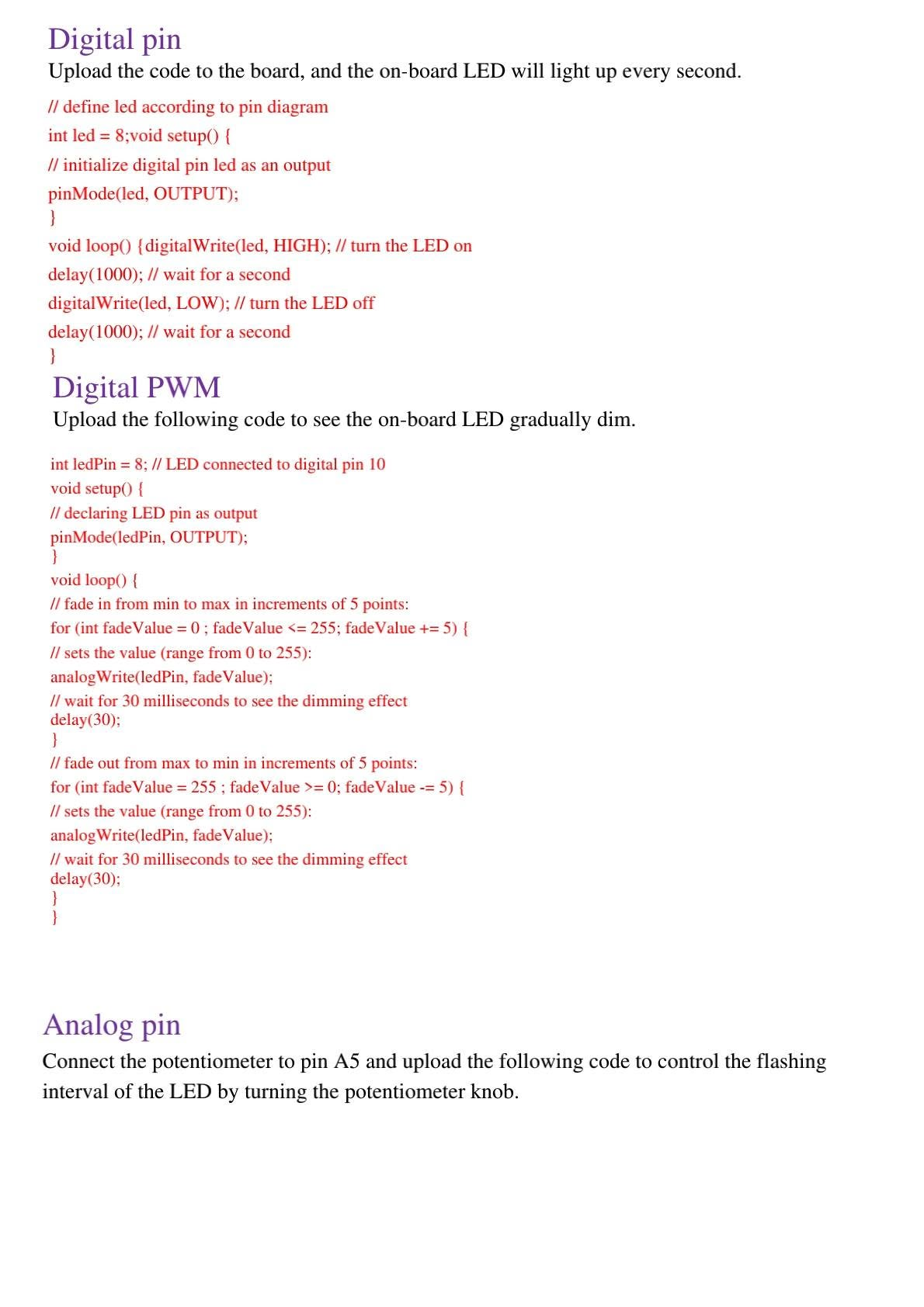 ESP32-C3 SuperMini digital pin, PWM and analog pin examples